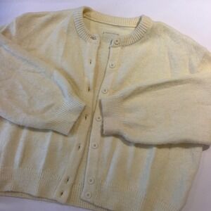 Daily Drills Yellow Knit Button Down Cardigan Sweater Crew Neck